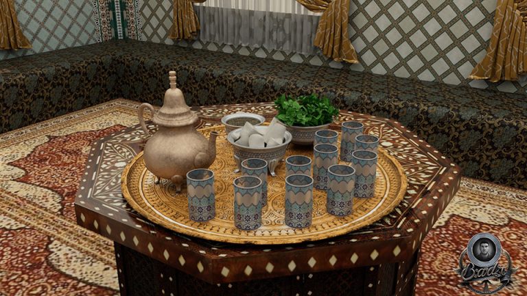 3D Moroccan living room table zoomed